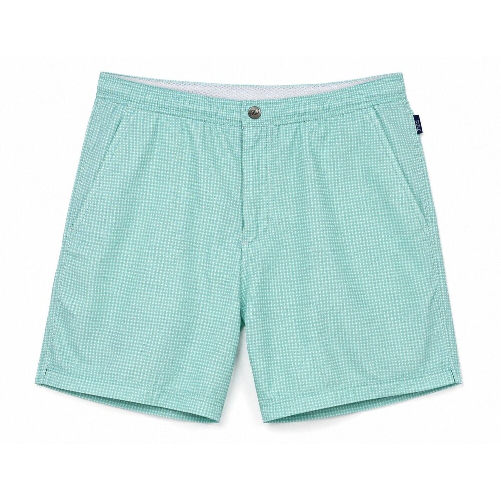 Cole Swim Shorts Men's 34 Green Gingham Lined Back Pocket Mesh Trunks Beach